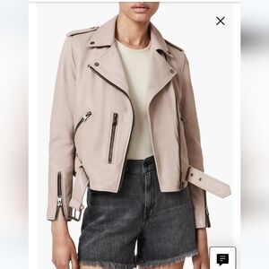ALL Saints Balfern Biket Leather Jacket in Misty Lilac Size 0 or XXS